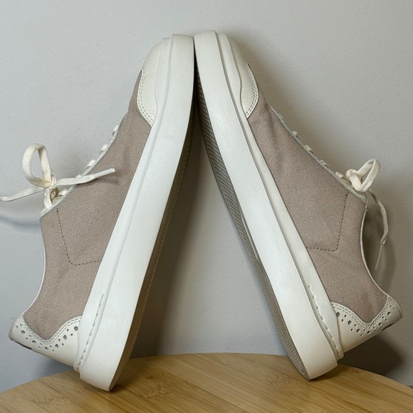 Cole Haan Women's 8.5B GrandPrø Rally Canvas T-Toe Sneaker White‎ & Tan Lace Up - Picture 5 of 8